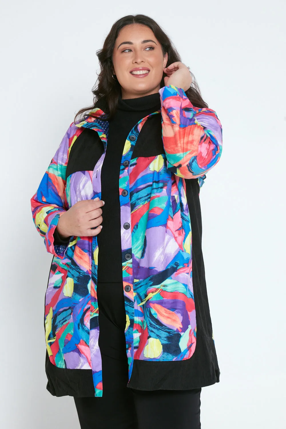 Bicheno Corduroy Coat - Rainbow Swirl