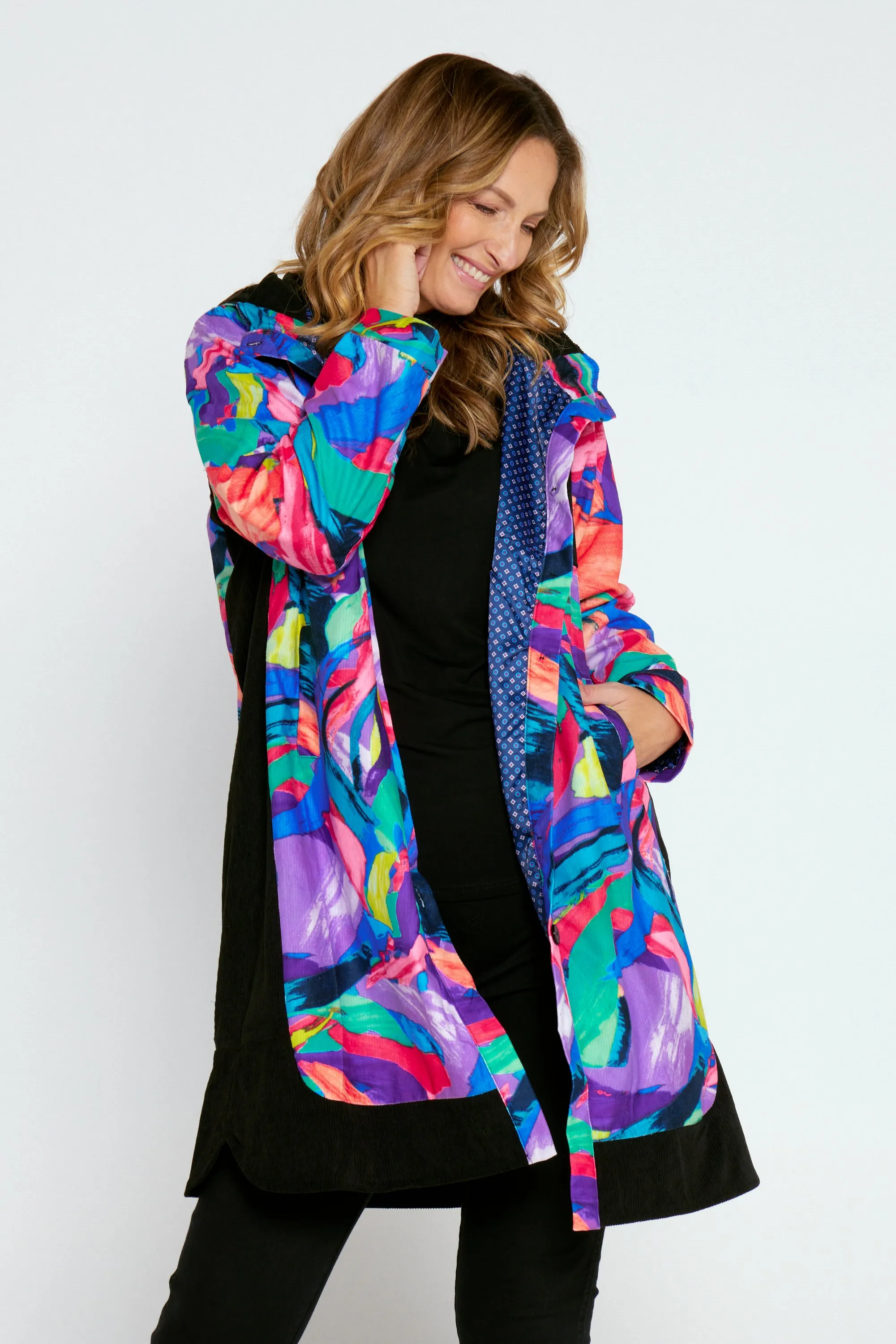 Bicheno Corduroy Coat - Rainbow Swirl