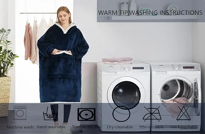 Birity Blanket Hoodie,Super Soft Warm Wear-Resistant Sweatshirt Blankets,Comfortable Enlarged Giant Pocket and Plush Blanket Jumper.One size fits all UK People Include Men,Women,Elderlys,Teenagers