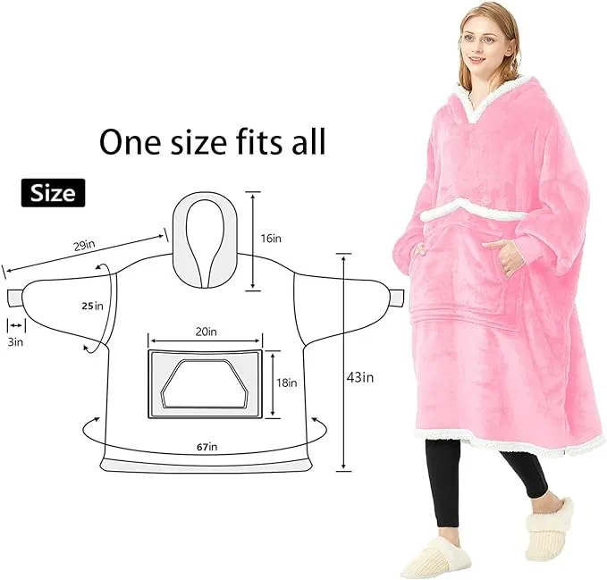 Birity Blanket Hoodie,Super Soft Warm Wear-Resistant Sweatshirt Blankets,Comfortable Enlarged Giant Pocket and Plush Blanket Jumper.One size fits all UK People Include Men,Women,Elderlys,Teenagers