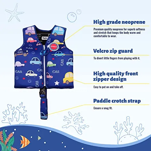 Boglia Neoprene Toddler Swim Vest for Children,Kids Float Jacket Swimming Aid for Boys Girls Ages 1-6 Years Old,Learn to Swim