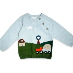 Farm Jacquard Knit Baby Pullover (Organic Cotton)