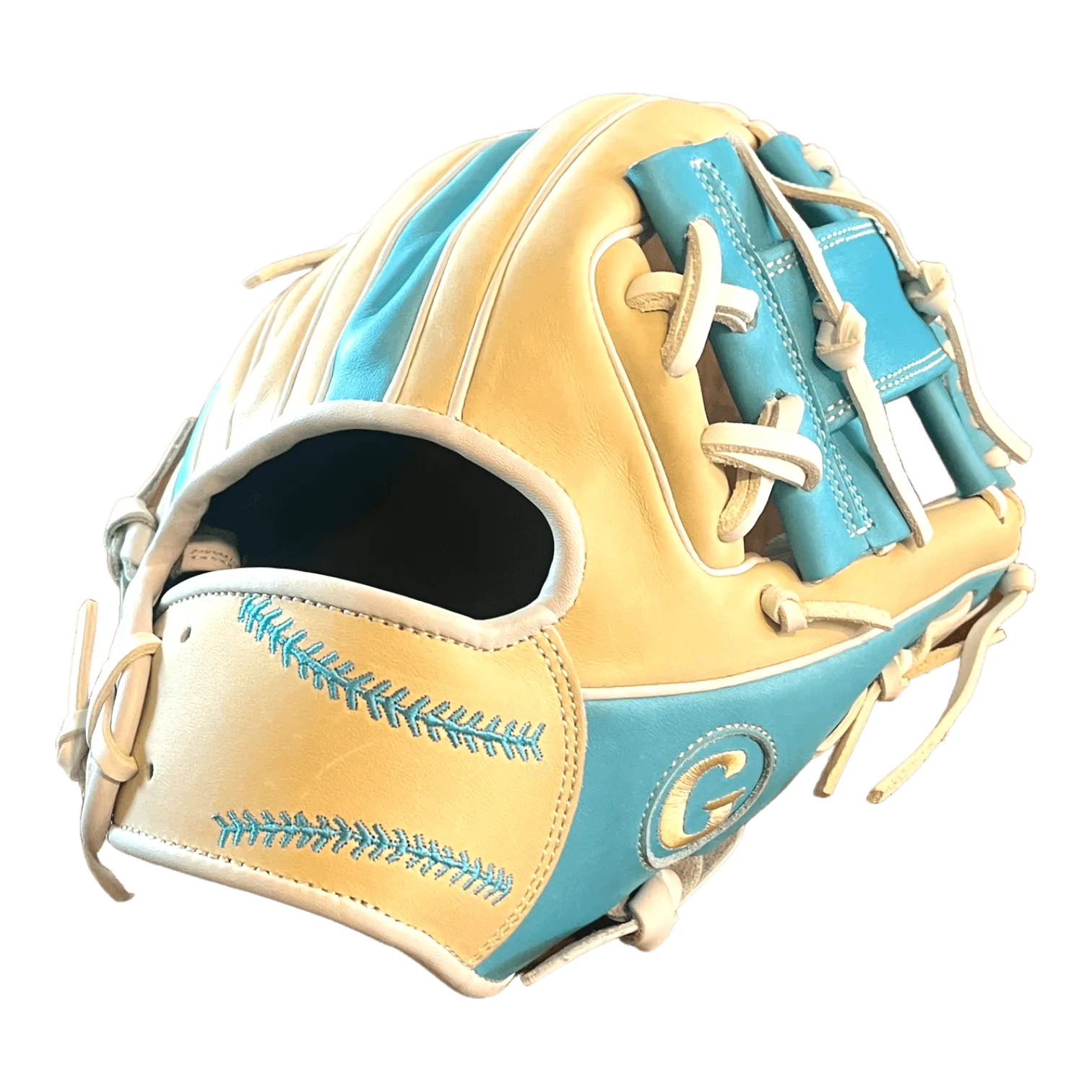 Grace Glove Co Custom 11.5” Baby Blue Blonde White I-Web Infield Glove