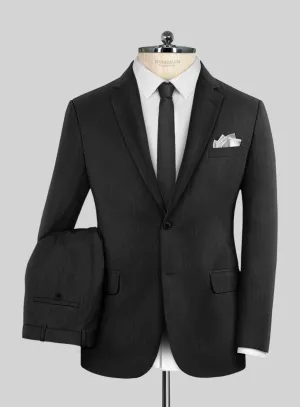 Hardy Minnis Black Herringbone Wool Suit