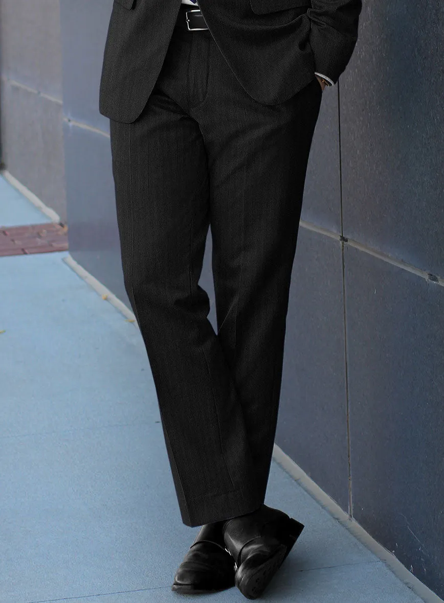 Hardy Minnis Black Herringbone Wool Suit