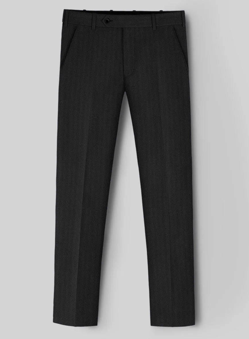 Hardy Minnis Black Herringbone Wool Suit