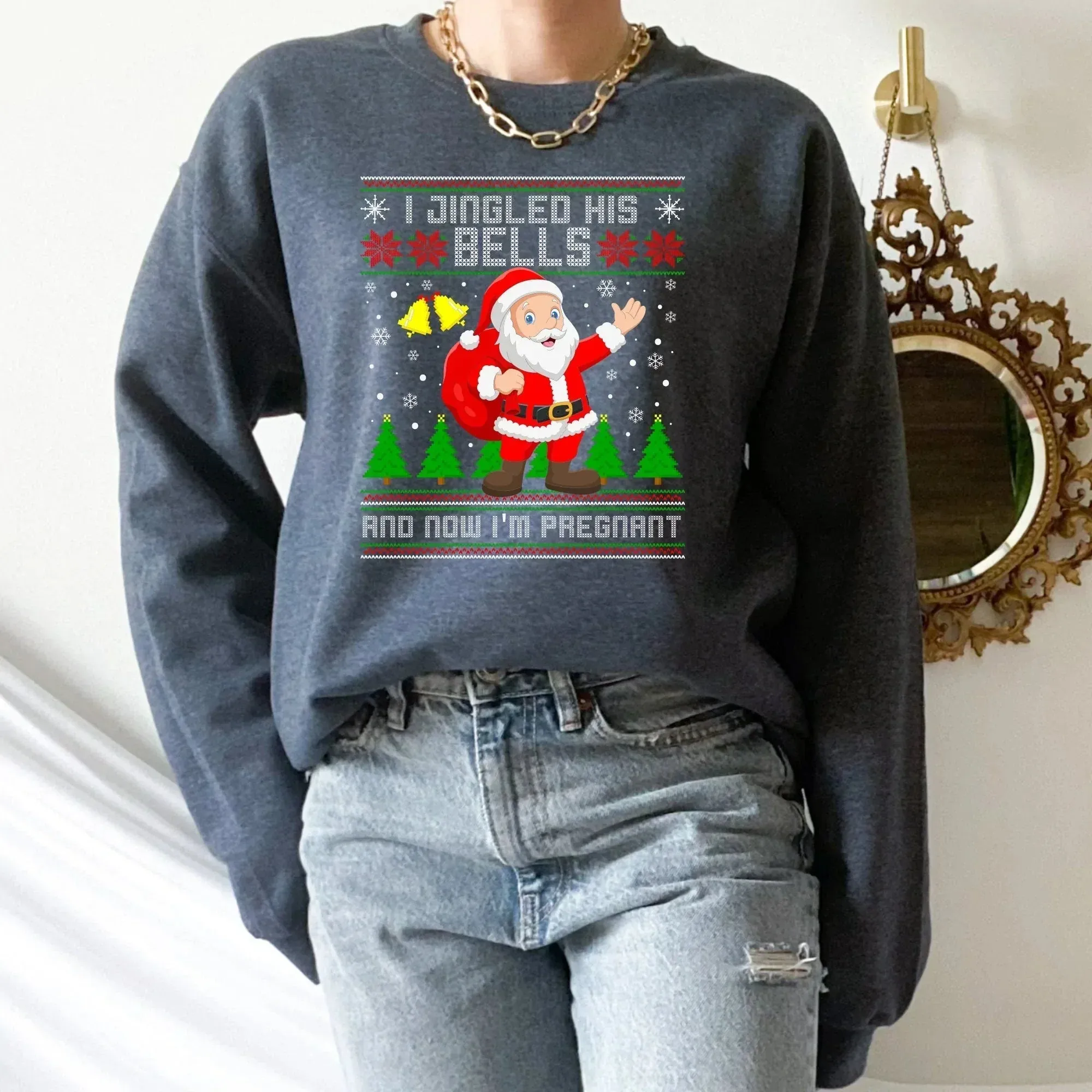 I Jingled His Bells, Now I'm Pregnant, Funny Christmas Pregnancy Reveal Shirt