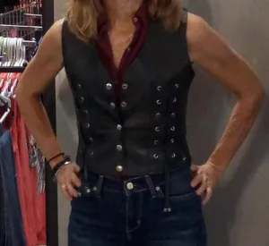 Ladies Lightweight Leather Motorcycle Vest 1216 WV