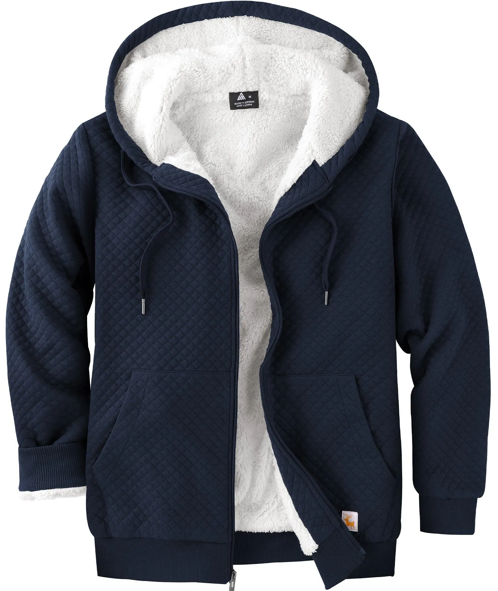 Men's Solid Color Full Zipper Fleece Hoodie-ZPK006395