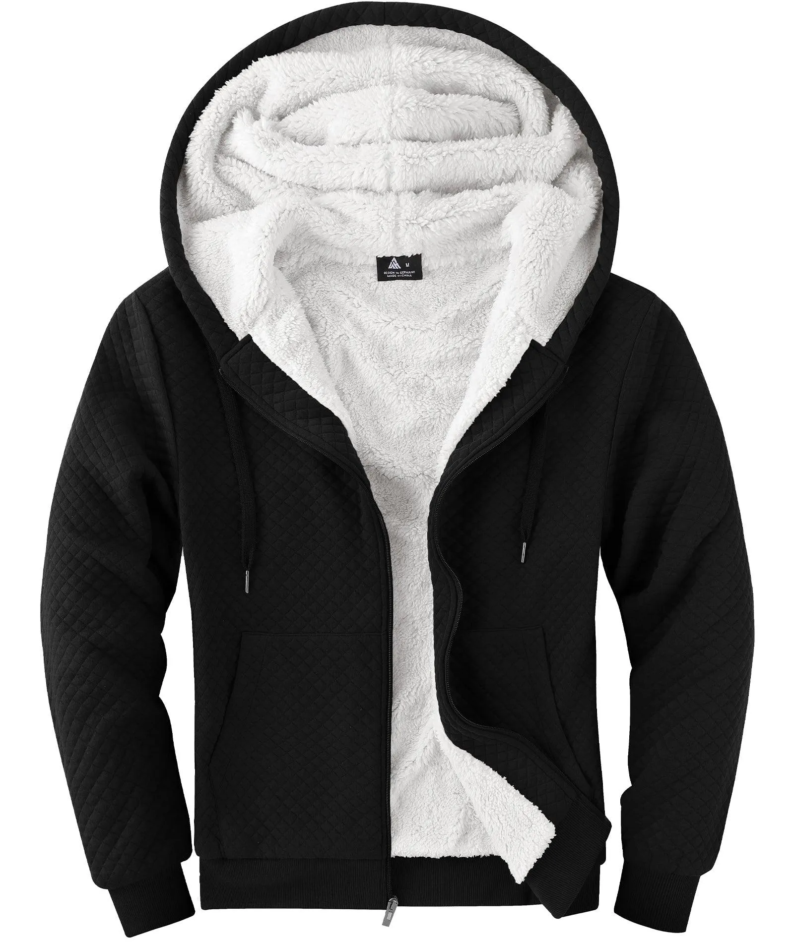 Men's Solid Color Full Zipper Fleece Hoodie-ZPK006395