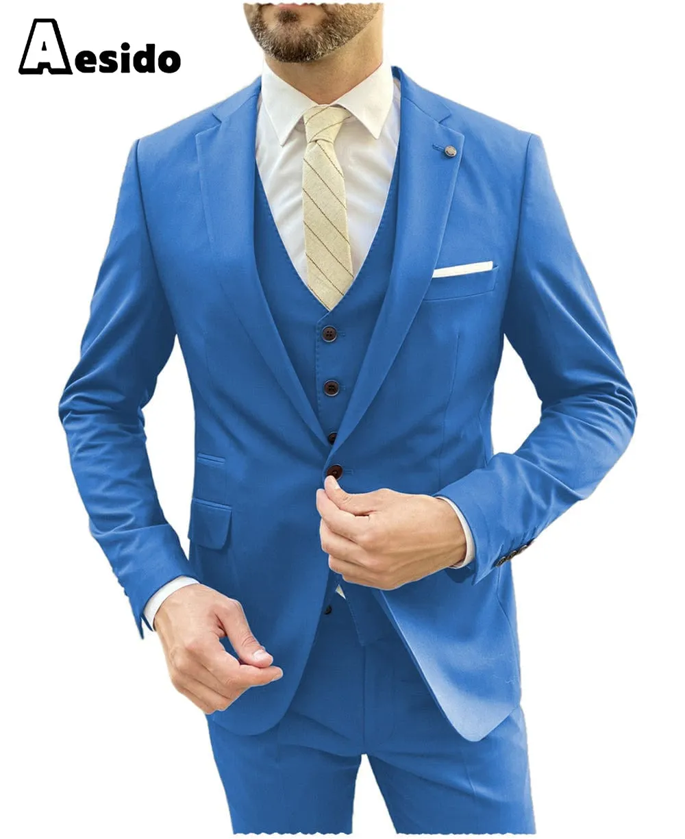 Men's Suit 3 Pieces Single Buttons Notch Lapel Jacket（Blazer Vest Pants）