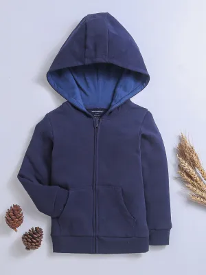 Navy Color Full Sleeves Zipper Hoodies For Boys