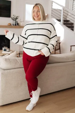 Plus Striped Bell Sleeve Sweater