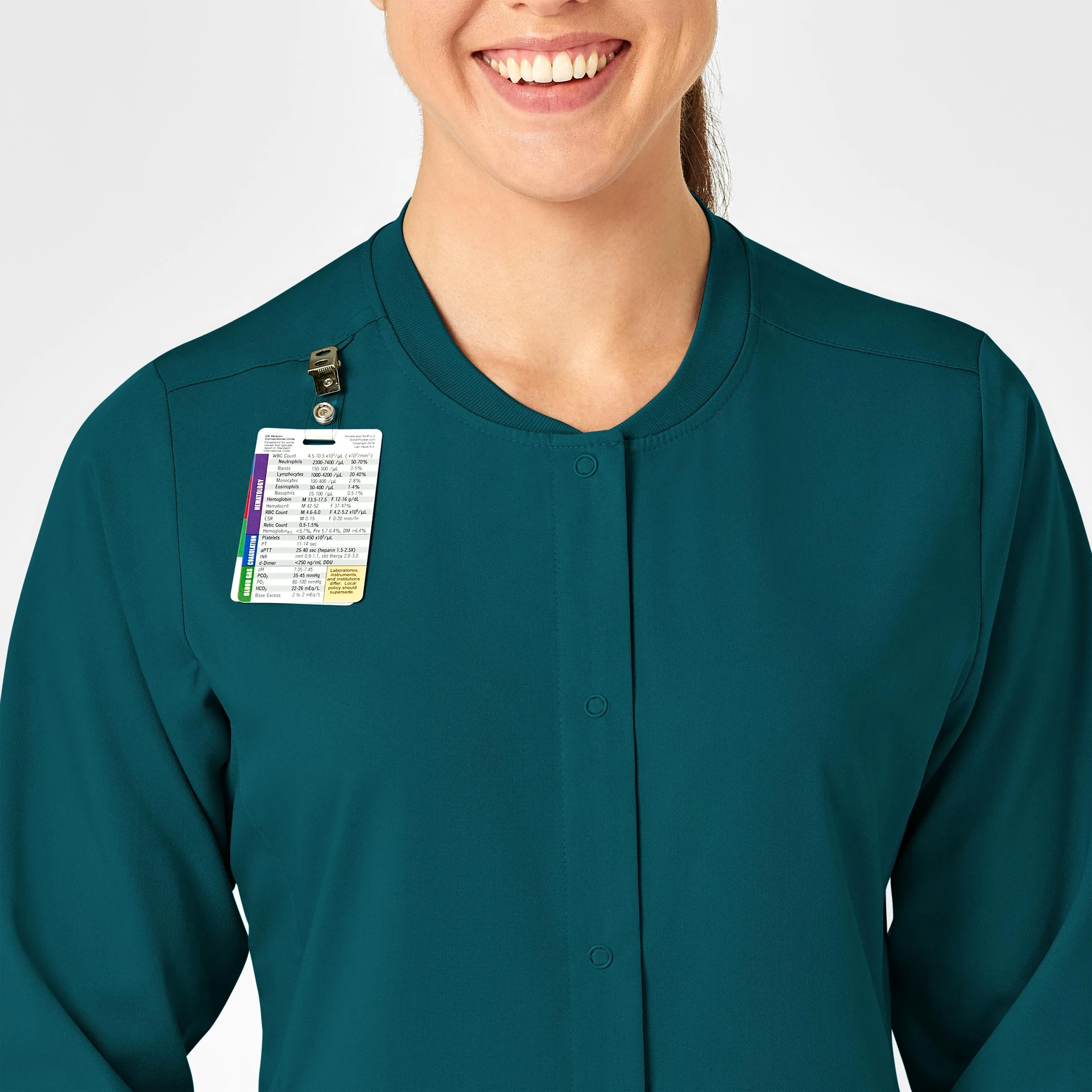 PRO Women's Snap Front Scrub Jacket - Caribbean