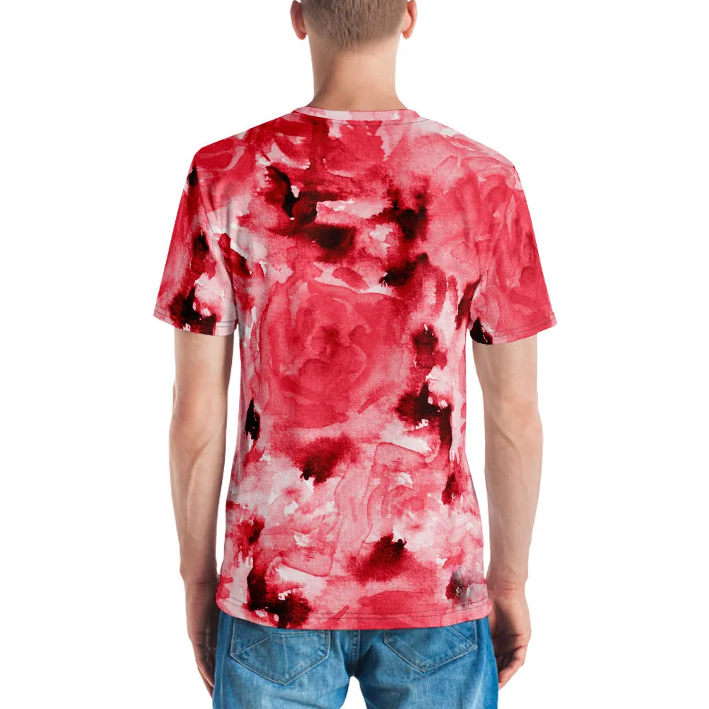 Red Abstract Best Men's T-shirt, Floral Rose Luxury Premium Tee For Men-Made in USA/EU