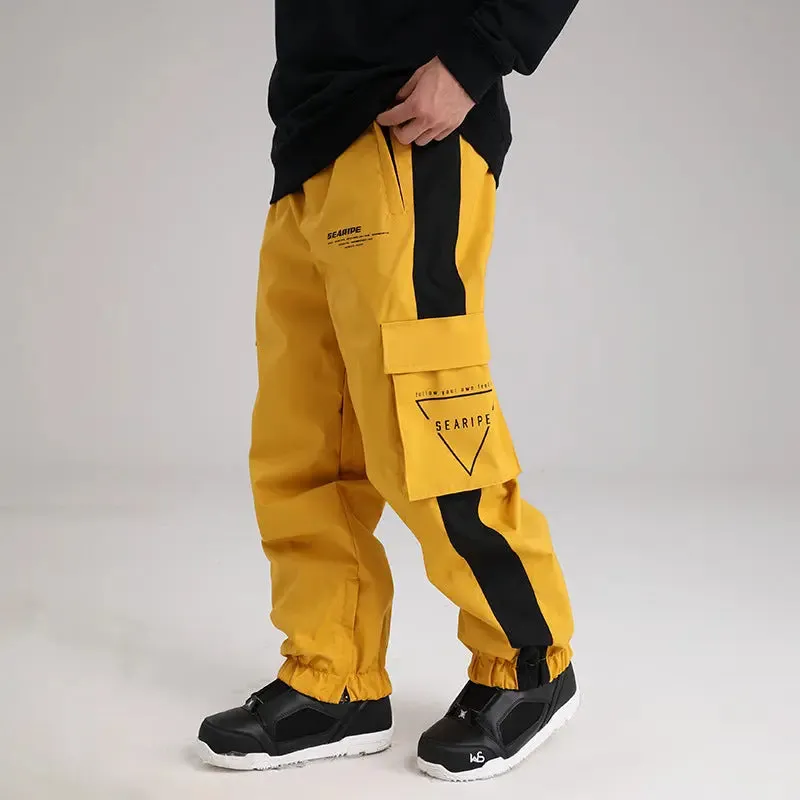 Women Reflective Ski Cargo Jogger Pants With Logo Print Pocket