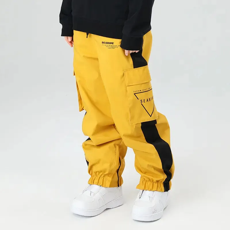 Women Reflective Ski Cargo Jogger Pants With Logo Print Pocket